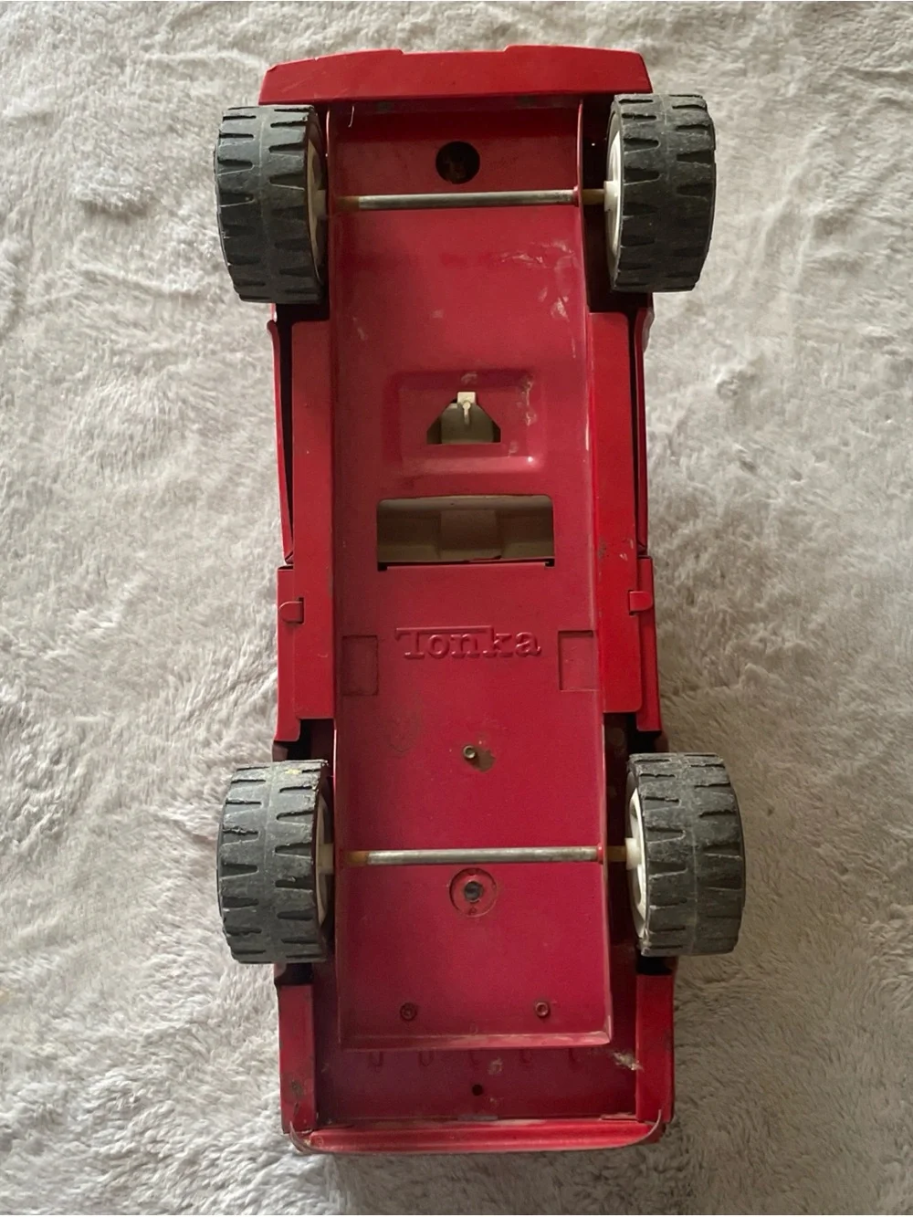 1970’s Tonka Red Pickup Truck with Yellow & Blue Stripe Accents